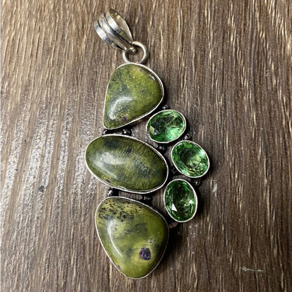 Elegant Stichite & Peridot Pendant